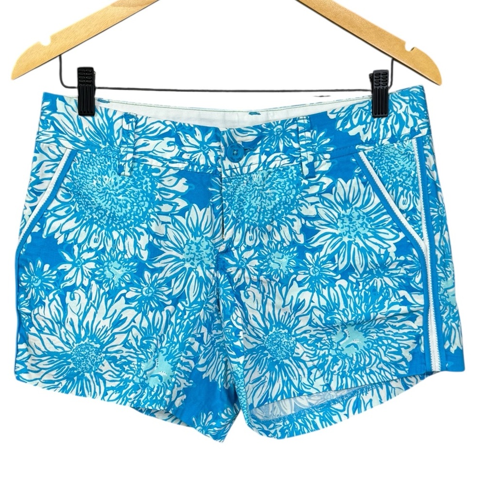 Lilly Pulitzer Sea Blue Sun Ray Callahan Shorts Size 4 Aqua Floral